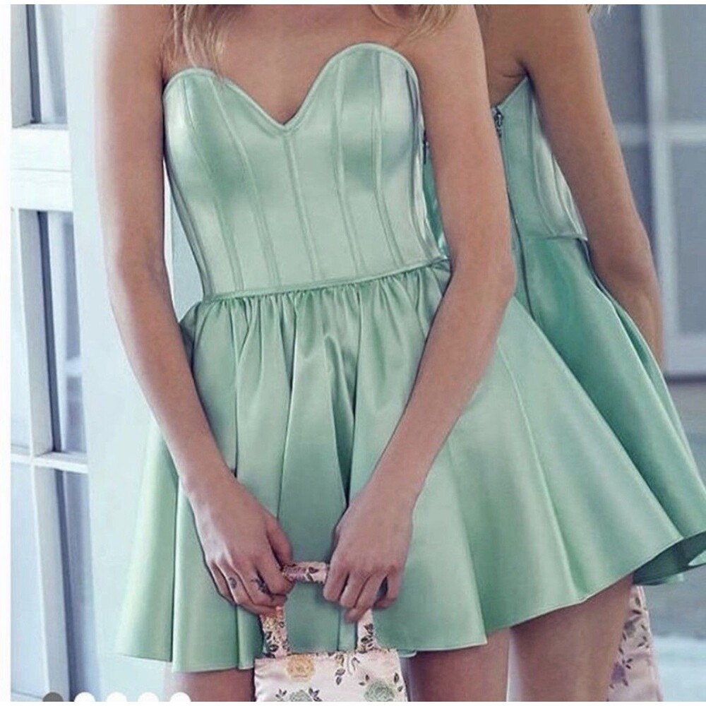 Kimchi Blue Sugar Plum Strapless Corset Mini Dress Sz 4 Mint Urban Outfitters